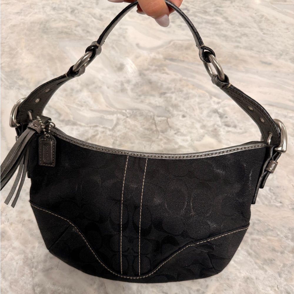 Coach Black Shoulder Bag Snakeskin Strap